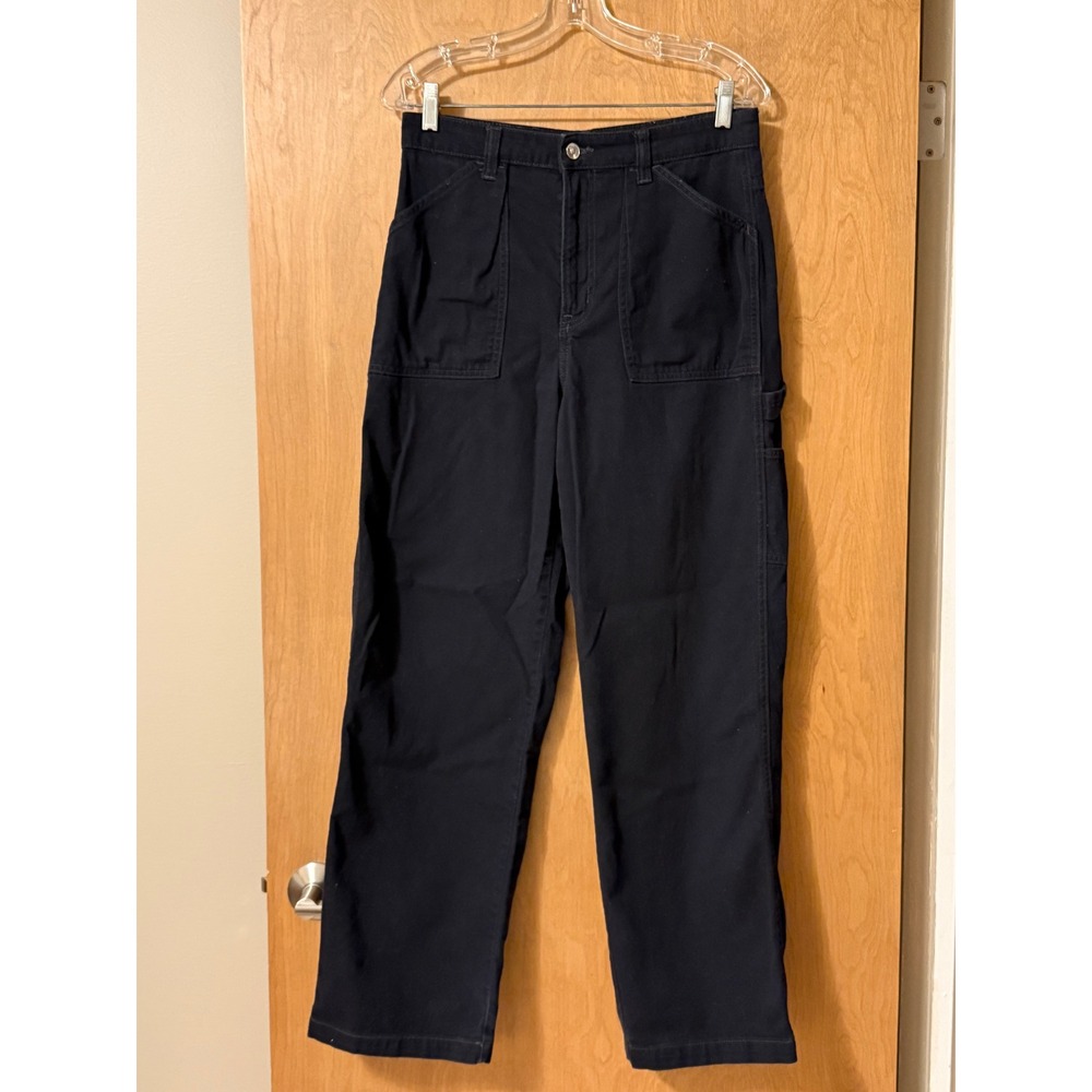H&M Divided Carpenter Pants Womens 8 Black Cotton High Rise Wide Straight Leg